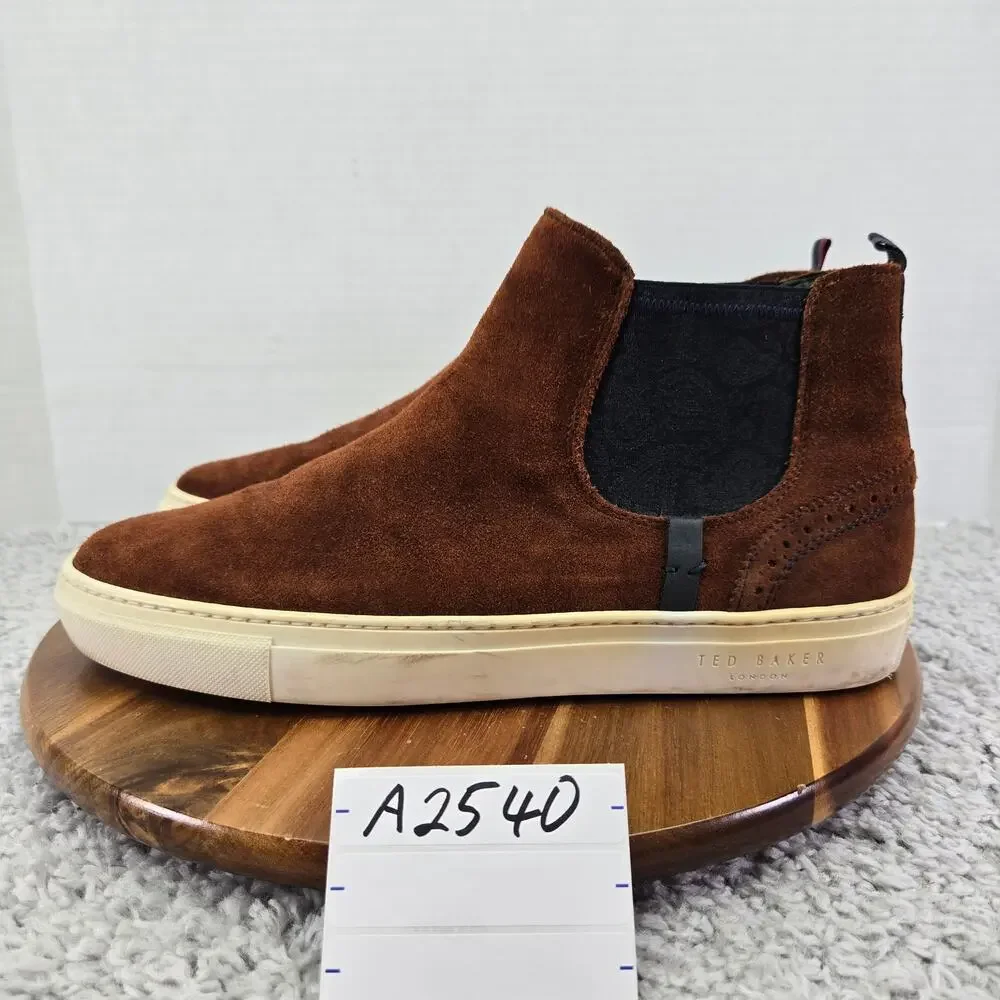 Ted Baker Mens 10 London Lykeen Brown Suede Casual Lifestyle Daily Chelsea Boot